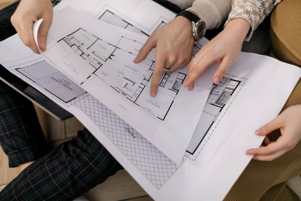 Plans of a building design for inspection