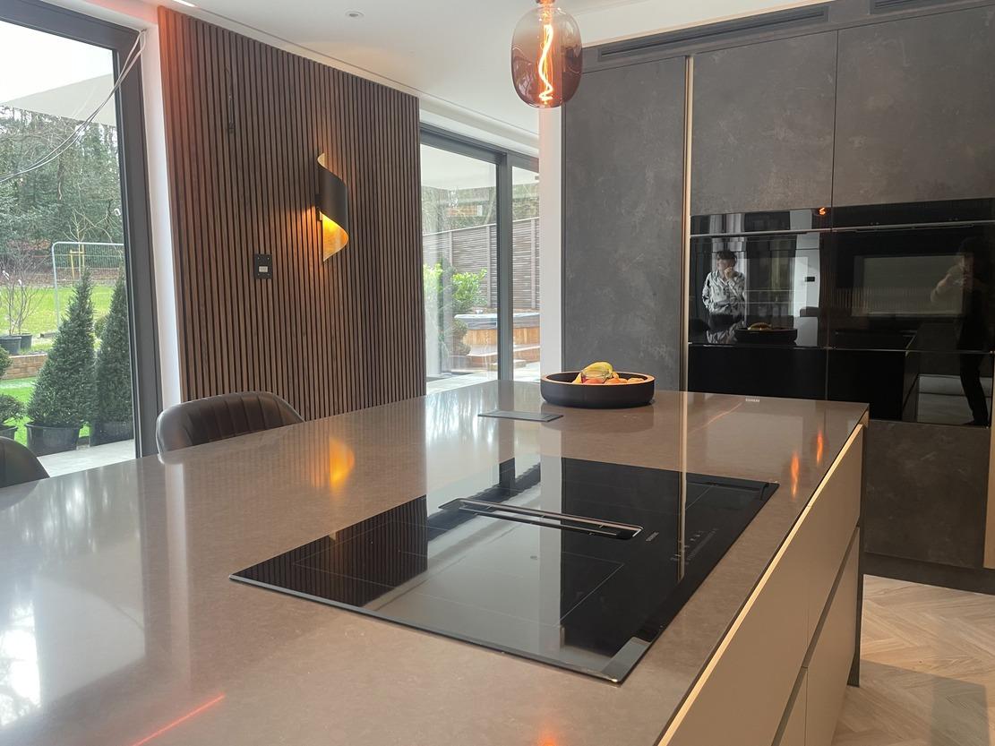Cutting edge kitchen design showcasing innovative materials and creative use of space.